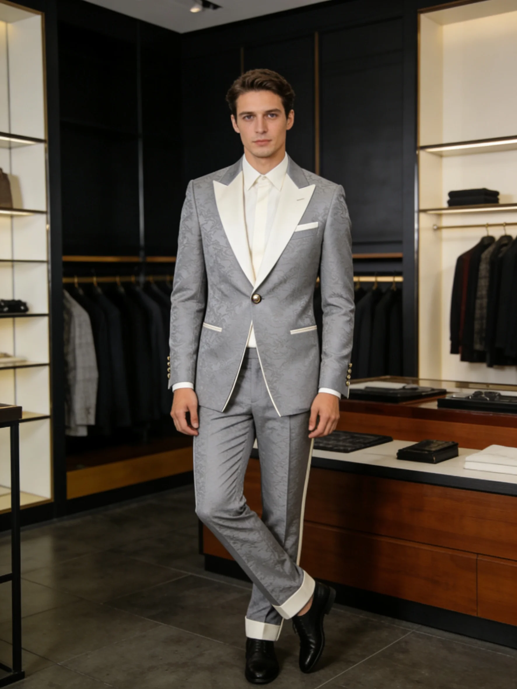

Spring Men Suits Pants Set 2 Pcs Blazer+Trousers White Grey Groom Wedding Tuxedos Jacket Formal Office Business Coat Outfit