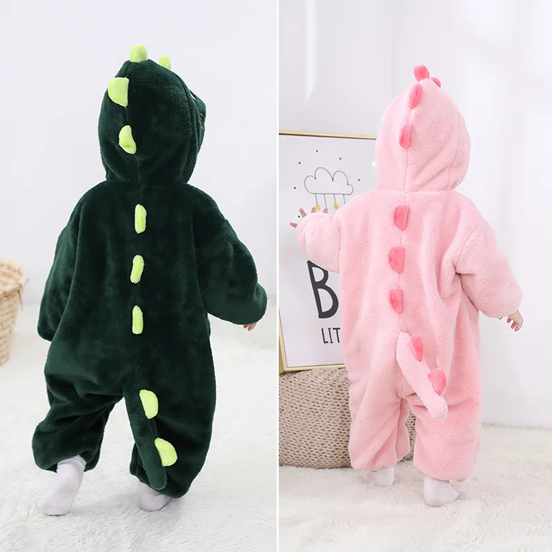 Schöne 4 Farben Dinosaurier Neugeborenen Baby Romper Jungen Mädchen Kind Kleidung Winter Warme Bodysuit Outfit Mit Kapuze Overalls Overall Onesie