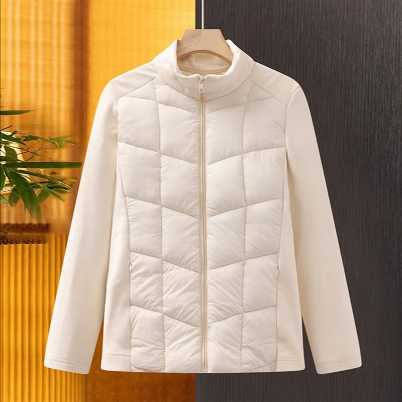 معاطف مبطنة بالقطن مبطنة من الصوف المرقعة خفيفة الوزن بسحاب وجيوب سترة رياضية للخريف والشتاء للنساء #4