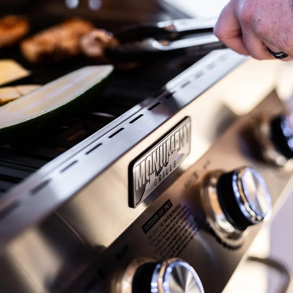 Larger 4-Burner Propane Gas Grills with Infrared Side Sear & Side Burners with Stainless Steel Rotisserie Kit, Outdoor BBQ