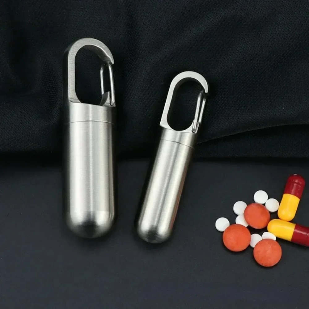 

Mini Waterproof Pill Box Stainless Steels Sealed Capsule Camping Firstaid Pendant Travels Outdoor Portable Pill Case Sub Bottles