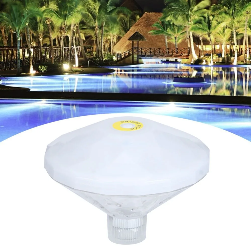 Colorful Waterproof Pool Light Battery Operated Color Changing Pool Lamp Diamond Shaped Floating Design LED Bath Light Bathroom