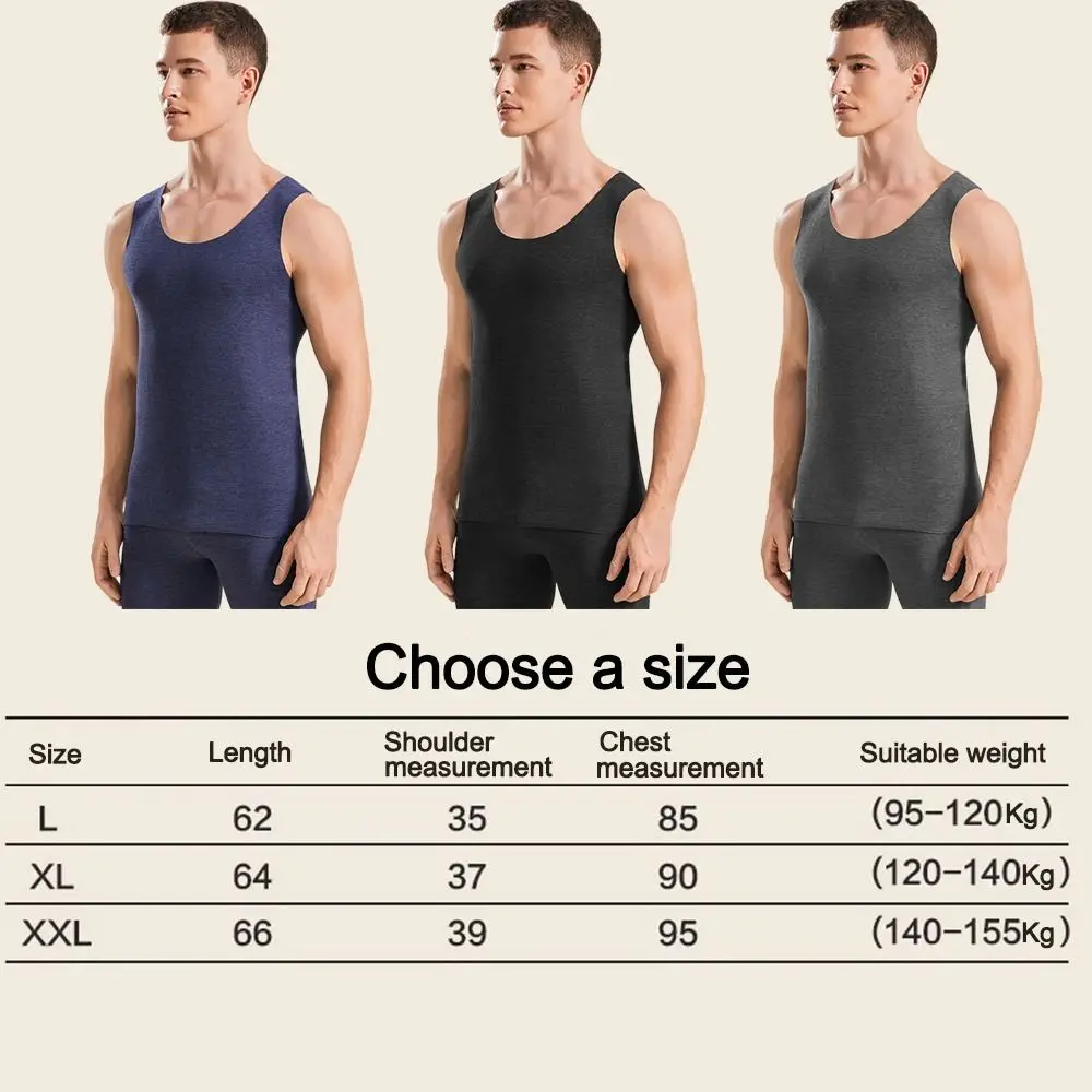 Men Round Neck Double-sided Warm Vest Bottoming Shirt Underwear Winter Thermal Underwear