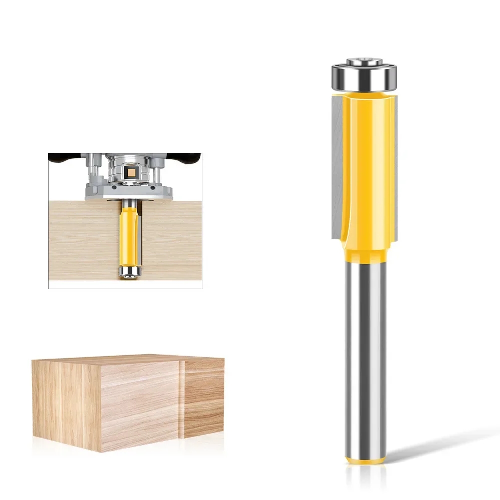 

1PC 6MM Shank Milling Cutter Wood Carving Bearing Trimming Router Bit Woodworking Milling Cutter Head Double-edged Straight