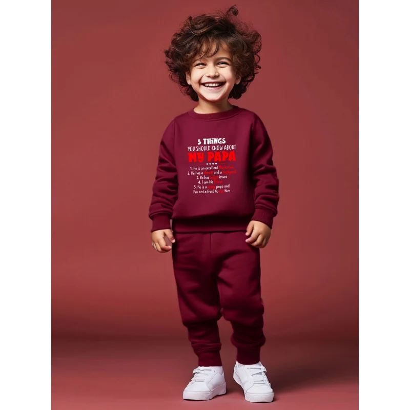 Boys' round neck long sleeved hooded sweatshirt set, cartoon heart letter printed long pants set, two-piece set 2612A