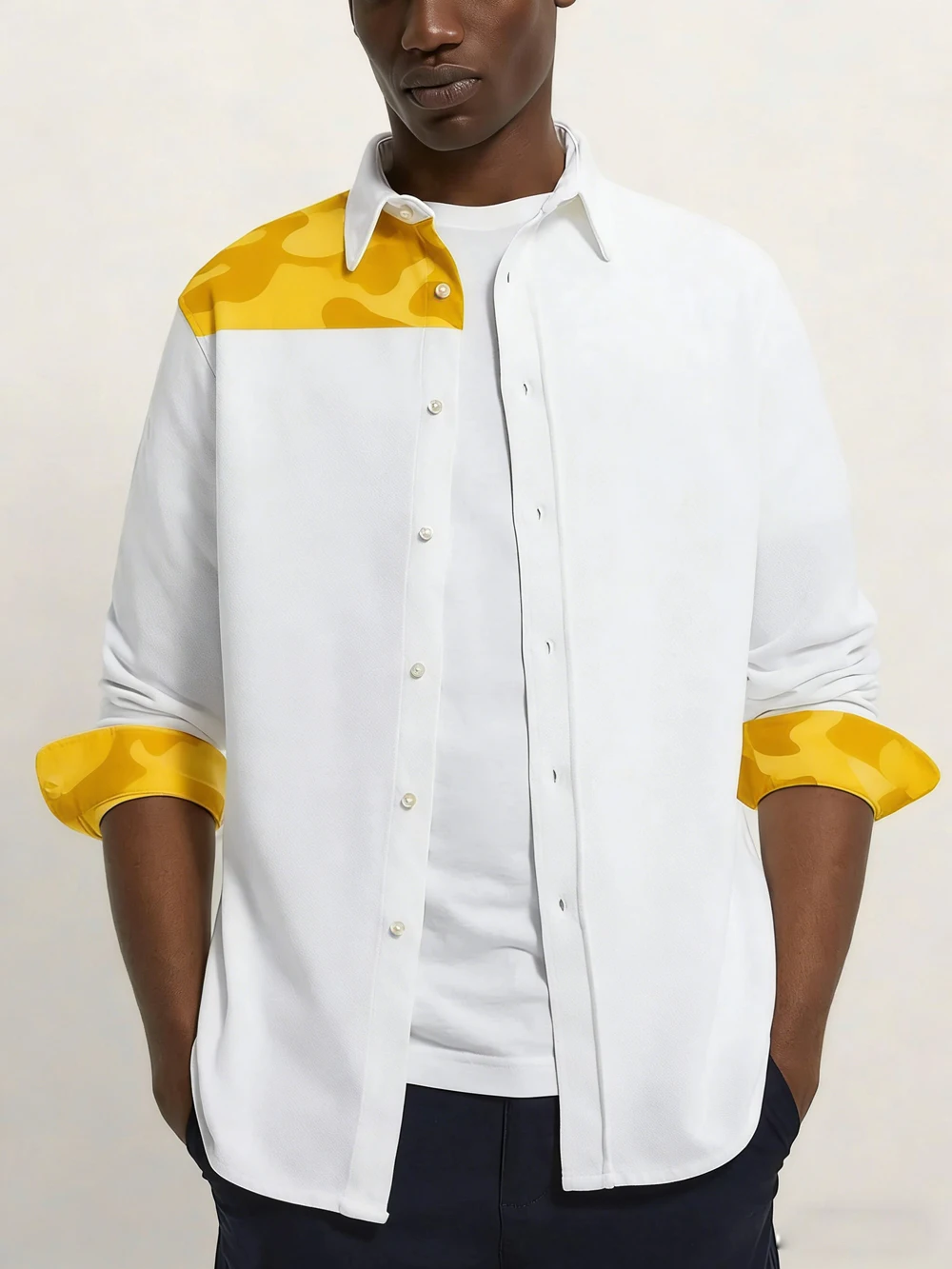 Men's Simple Fashion Long Sleeve Shirt Color Printed Large Size Loose Designer Shirt Business Formal Social Men's Wear for you