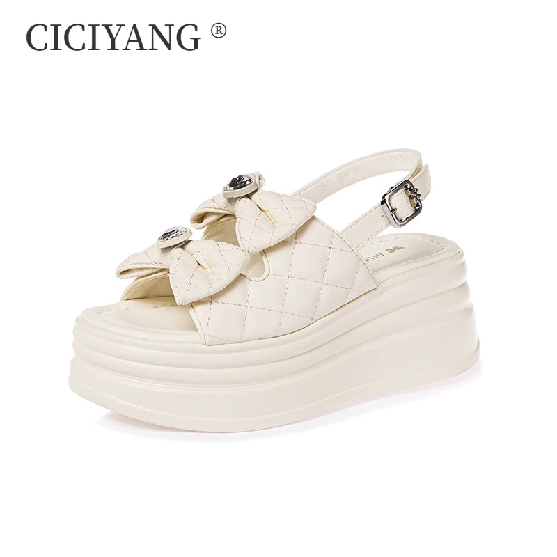 

CICIYANG Women 7cm Platform Sandals 2024 Fashion Wedges High Heel Open Toe Sandals Ladies Casual Summer Shoes Roman Beach Sandal