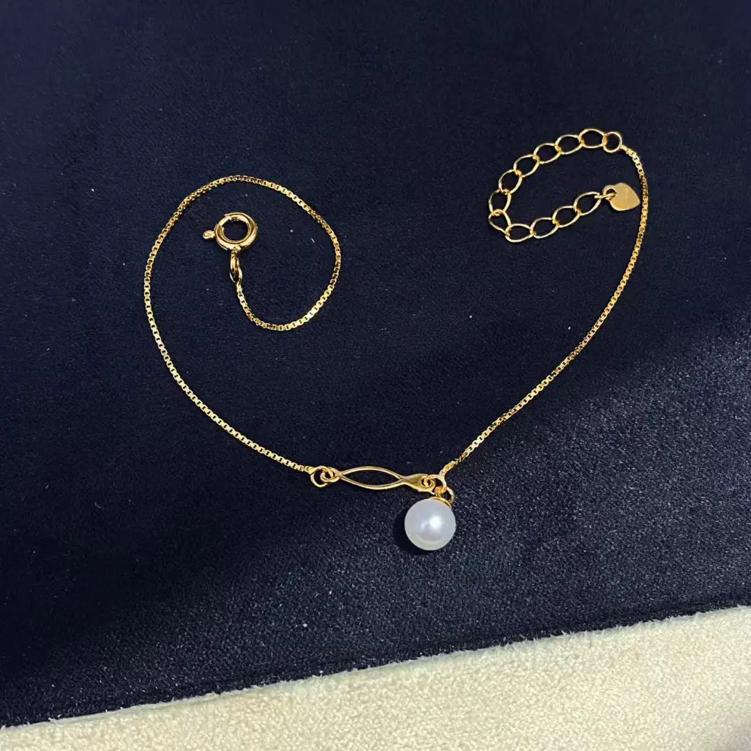Wholesale S925 Sterling Silver Bracelet Mount Settings Finding Mountings Base Part Bangle Accessories for 6-7mm Pearls 5pcs/lot
