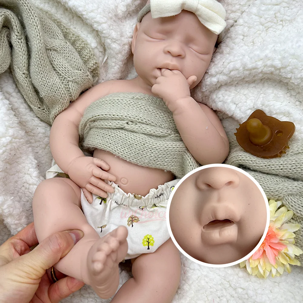 

Неокрашенная 17-дюймовая твердая платиновая силиконовая кукла реборн для девочек Preemie с открытым ртом Rebirth, коллекция кукол для новорожденных, игрушка в подарок