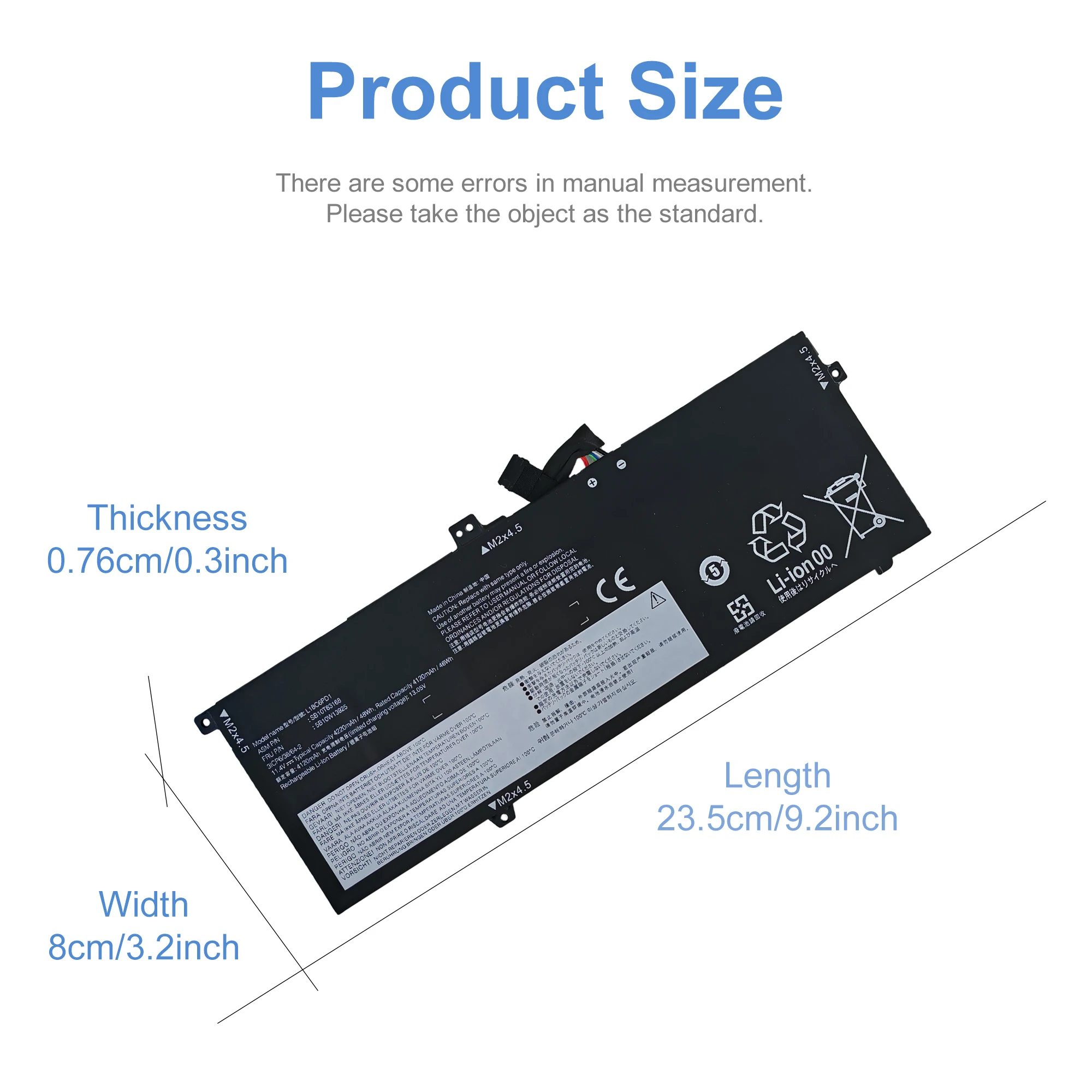 L18M6PD1 Laptop Battery for Lenovo ThinkPad X13 X390 X395 Series SB10K97655 02DL017 L18M6PD2 02DL018 L18C6PD1 SB10K97657 02DL019
