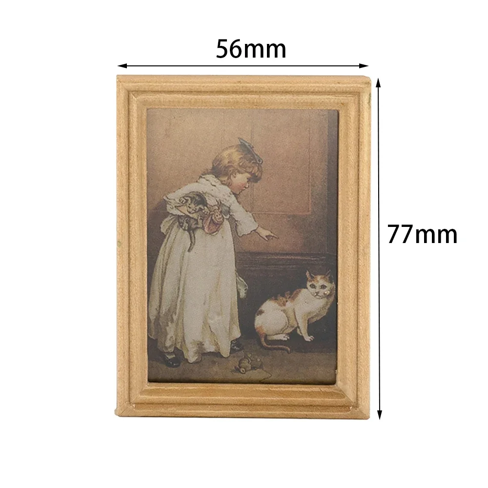 1 Stuks 1/12 Poppenhuis Accessoires Mini Houten Olieverfschilderij Miniatuur Muurschildering Model Speelgoed Voor Poppenhuis Decoratie Ob11 Bjd