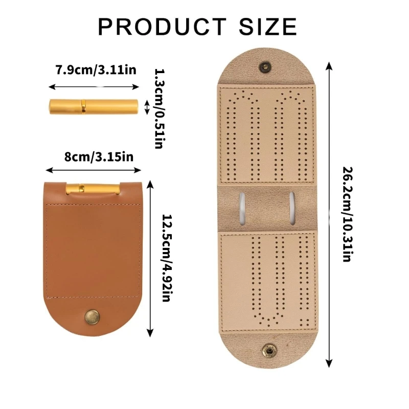 Vouwde cribbage board met metalen pennen lederen cribbage bord spelset draagbaar bordspel voor indoor campingspel