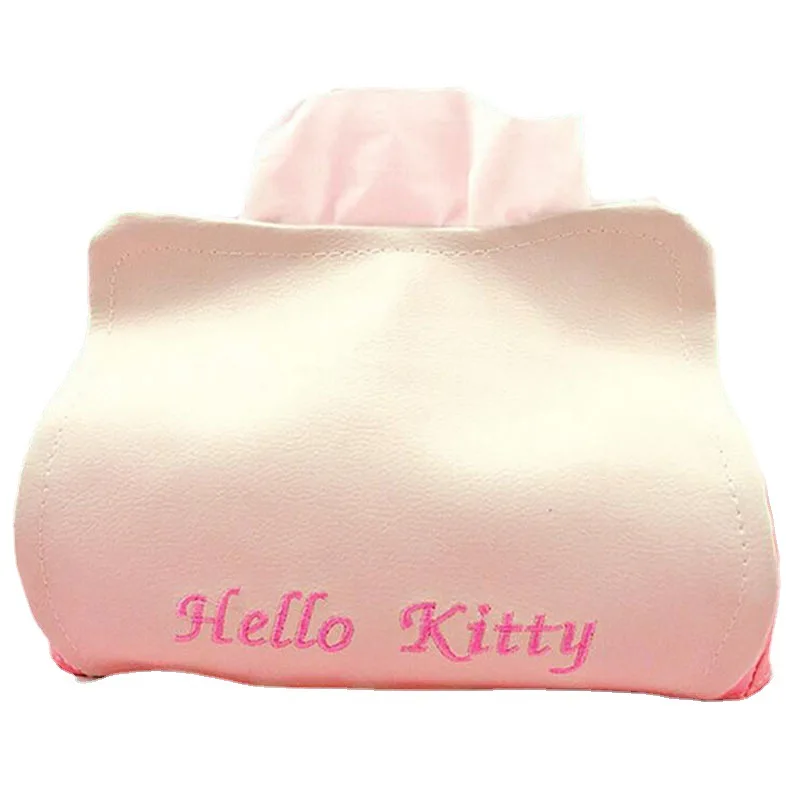 Hello Kitty lindo y de alta belleza bolsa de pañuelos de Pu Kt gato caja de pañuelos de cuero conjunto sala de estar caja de papel higiénico chica escritorio dormitorio