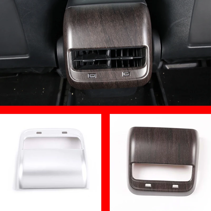 

Car Styling Armrest Box Rear Air Conditioning Outlet Vent Decoration Frame Cover Trim Sticker For Tesla Model 3 2017-2021 ABS