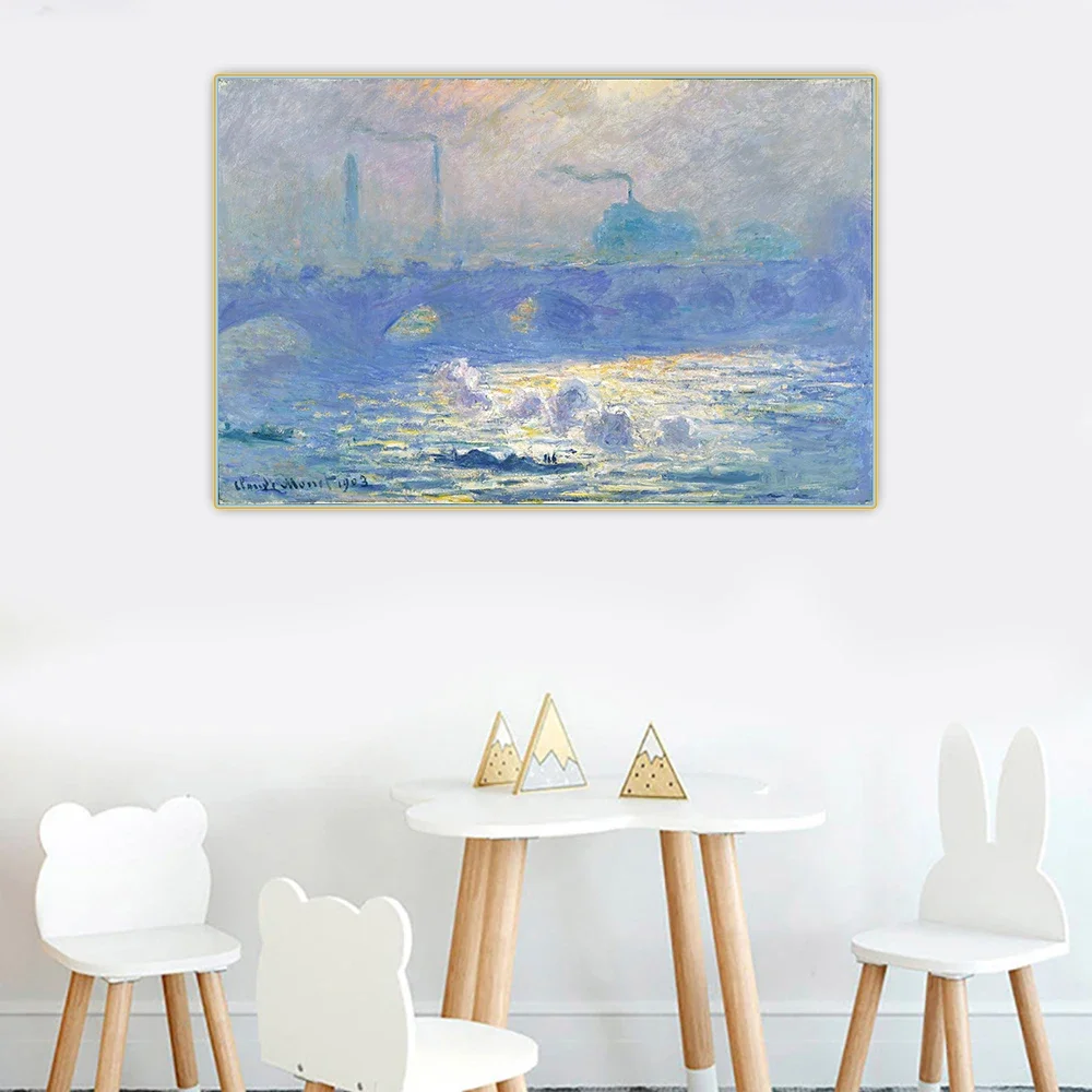 Citon Claude Monet《Waterloo Bridge 1903》Canvas Oil Painting Art Poster Picture Wall Background Decor Home Interior Decoration