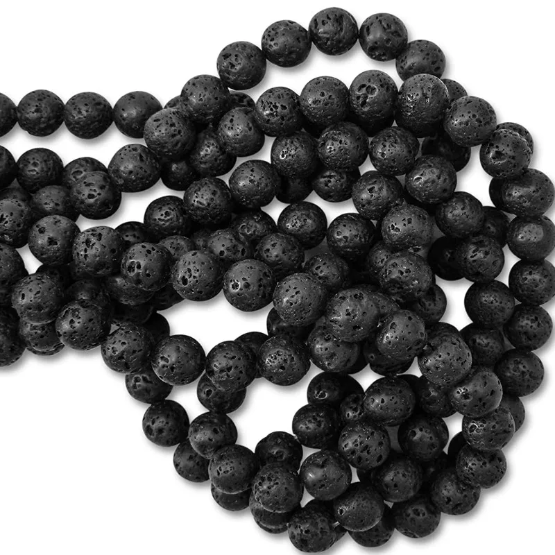 Black Volcanic Lava Beads Round Spacer Beads for Jewelry Making Handmade Diy Bracelet Necklace