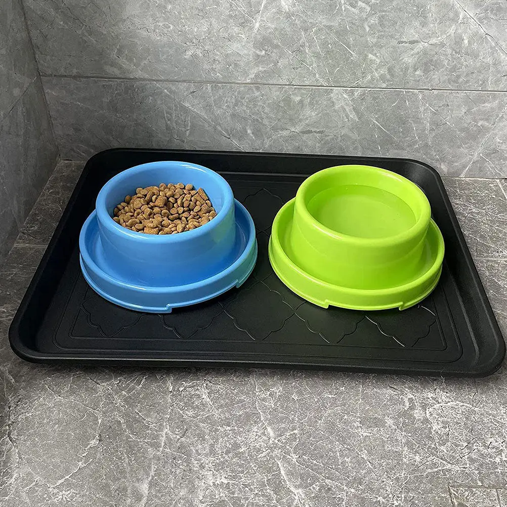 2Pcs Sleek Black Plastic Shoe Tray Indoor Outdoor Versatile for Mud Rain Snow Entryway Shoes Boot Storage Dog Food Tray Potted