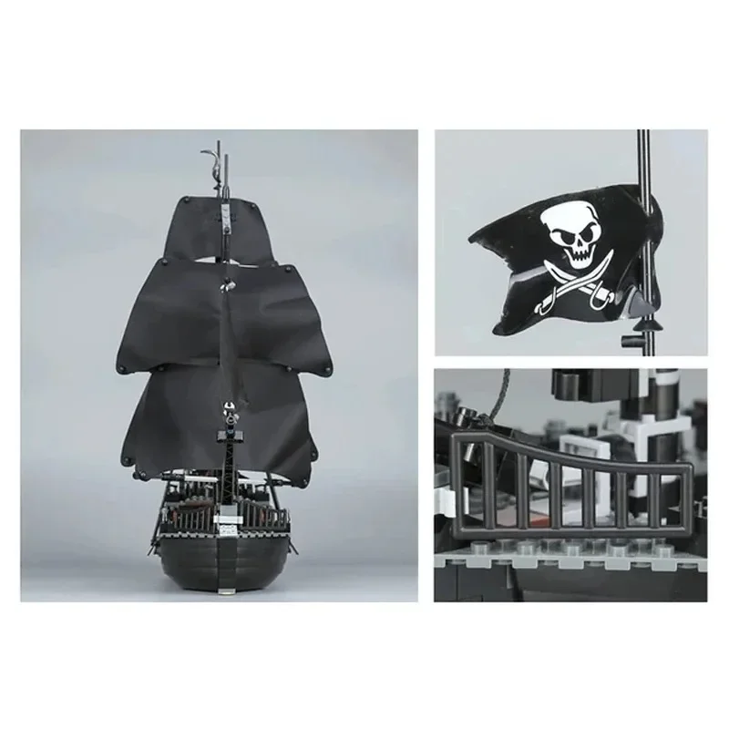 Creative Pirates The Black Pearl Ship Building Blocks 4184 Boat Model Caribbean Adventure Assemble Bricks Toy Gift For Kid Adult