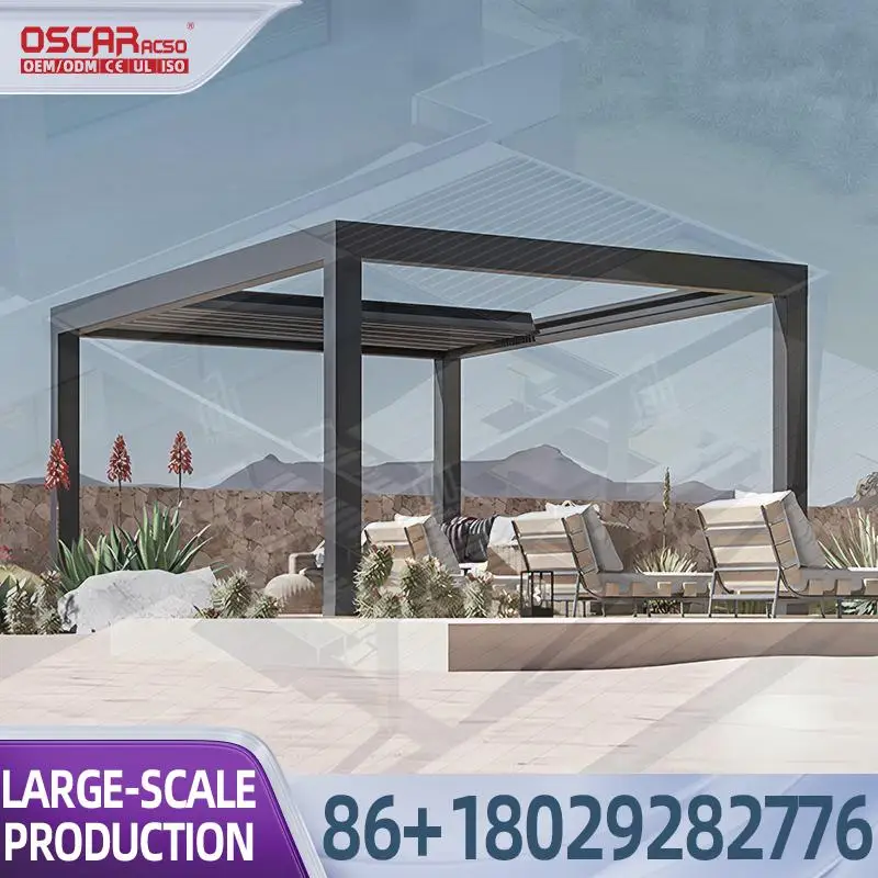 Motorized Aluminum Slat Canopy Smart Bioclimatic Roof 3x6 Outdoor Waterproof Terrace Pergola Suitable for Courtyard Patio Garden