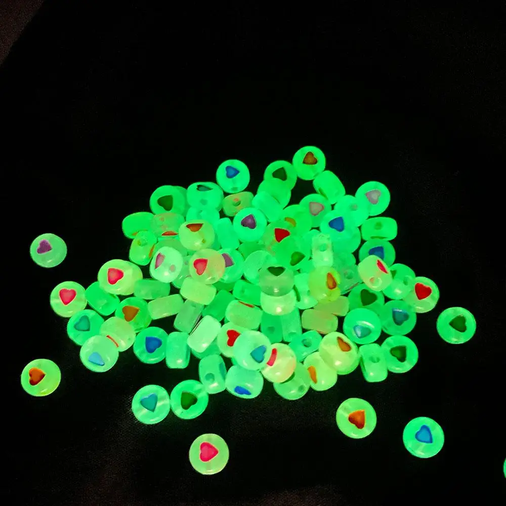 الاكريليك 100 قطعة سوار DIY بها بنفسك صنع المجوهرات أرقام الرسالة القلب الاكريليك الخرز فضفاض الخرز مطرز اكسسوارات مضيئة الخرز