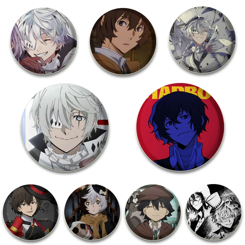 58/44/32MM Anime Bungo Pins Tinplate Badge DIY Custom Cartoon Brooch Pin for Fans Collection Gifts Decorative Clothes Hats