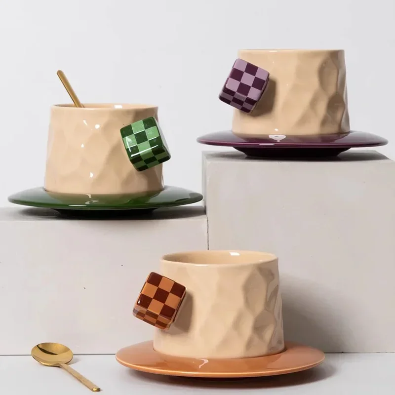 Taza de café de arte portátil, tazas de té expreso creativas y divertidas para niñas, cerámica, bonito juego de tazas de té Kahve Fincan Takimlari Bone China