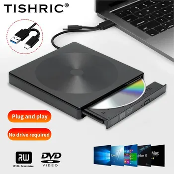 Titic DVD External USB3.0 Reader CD Player Burner Lector Recorder Optical Disk Drives for PC Laptop Notebook