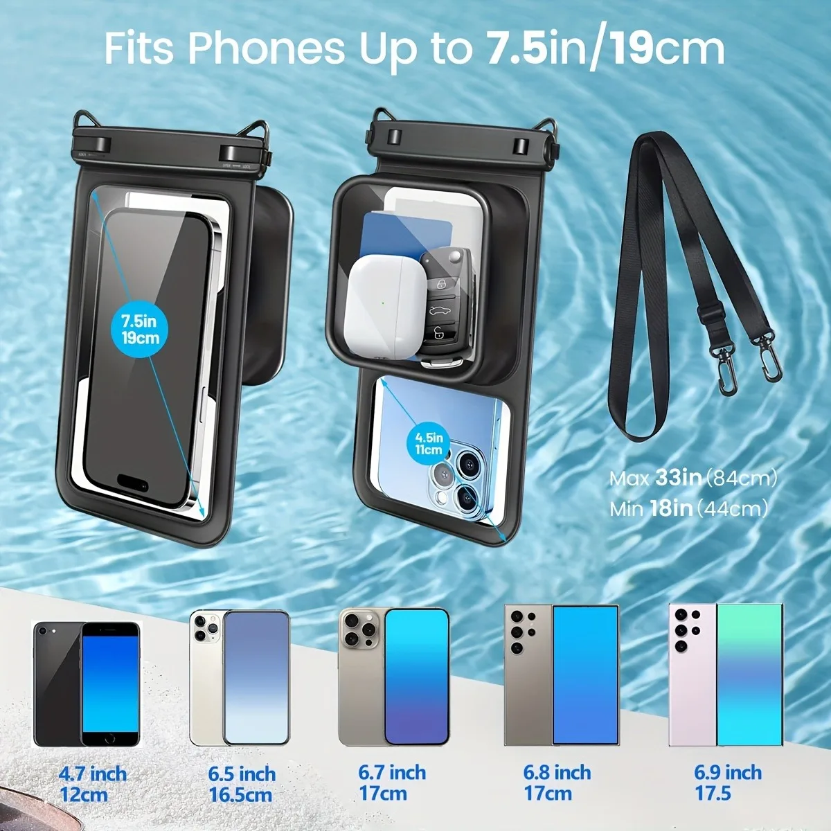 

Floating Waterproof Phone Case Dual Chamber Transparent Shockproof Sandproof Essential For Using Iphone While Swimming Boating