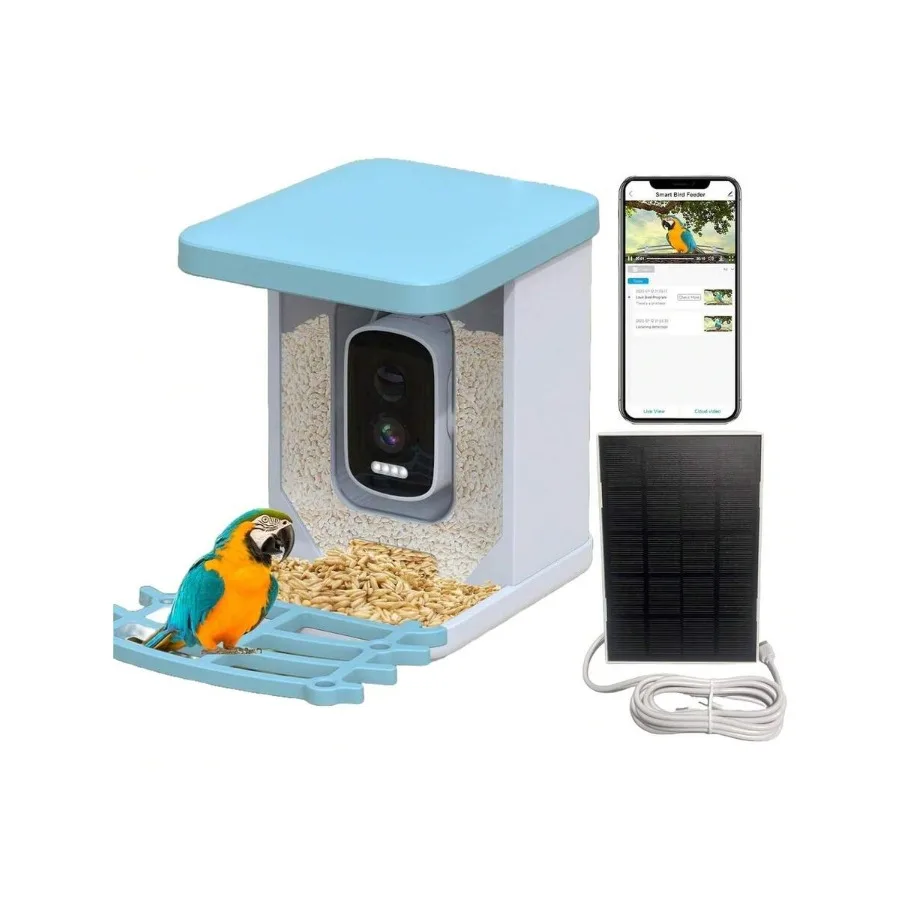 【New style】Smart Bird Feeder With Camera and AI Identifies 11, 000+ Species, Solar Panel Included, 2.8K HD Live View, IP66 Wate