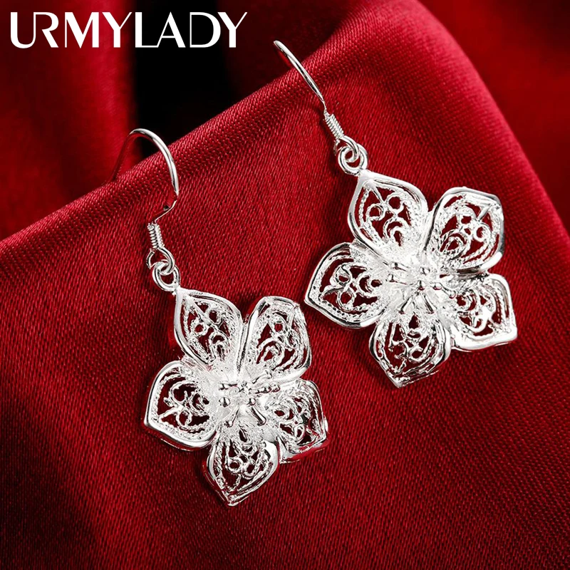 

High Quality Jewelry 925 Sterling Silver Earring Fashion Retro Flowers earrings for women luxury Gifts