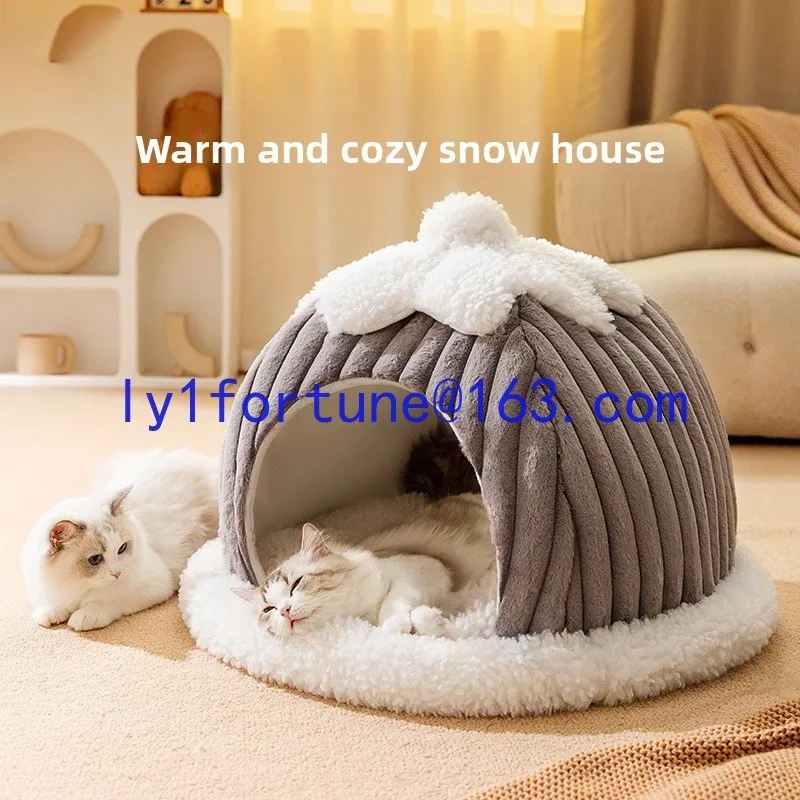 Autumn and winter new cat igloo fully enclosed warm kennel bed pet supplies