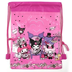 12 pz/lotto Happy Birthday Party Cartoon Kuluomi tema Mochila tessuti Non tessuti coulisse regali borse decorazioni zaino