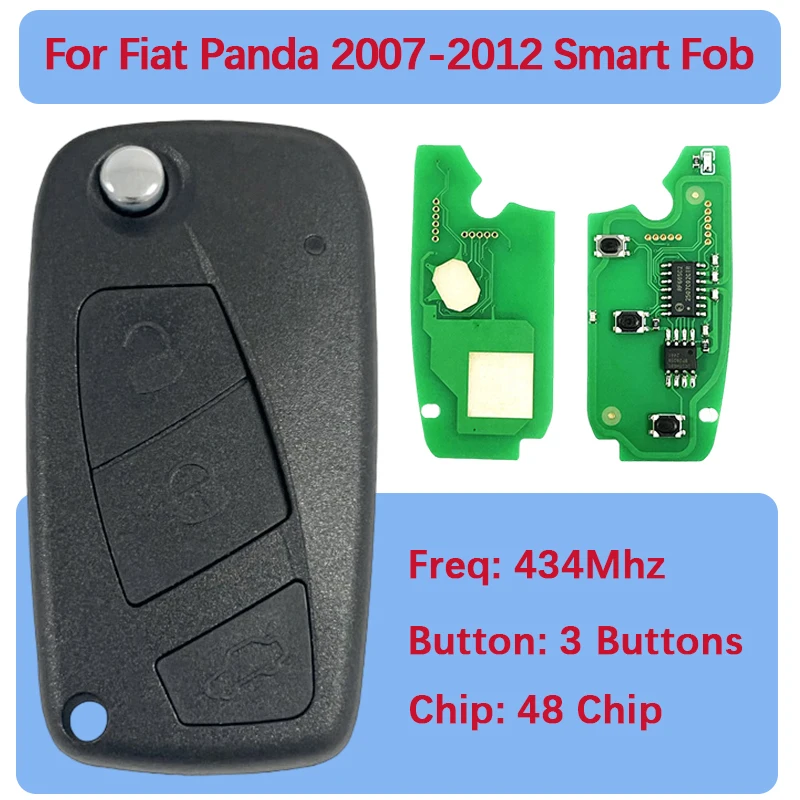 

CN017047 Aftermarket 2/3 кнопки умный дистанционный ключ ID48 чип 433 МГц без ключа для Fiat Panda 2007-2012