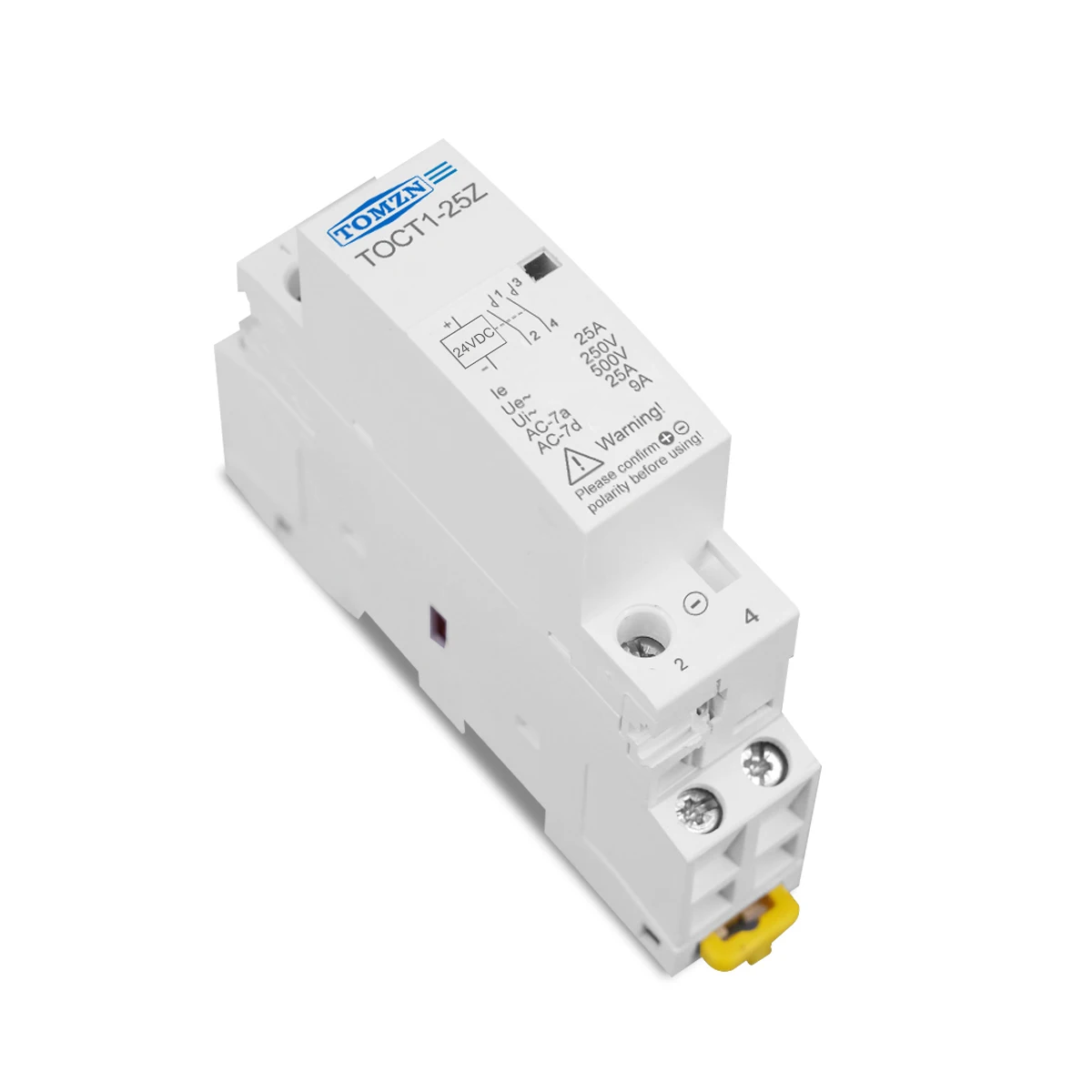 Din rail DC 12V 24V coil Household AC Modular contactor  2NO or 1NO 1NC TOCT1-25-Z TOMZN