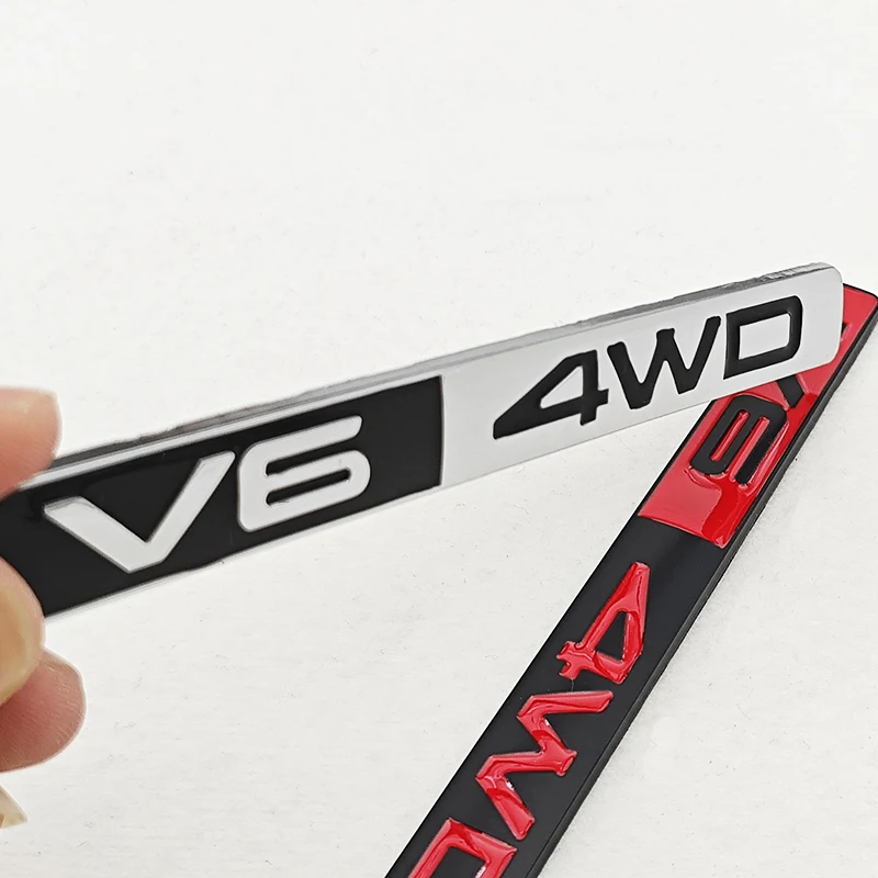 3D Zinc Alloy Logo V6 4WD Car Letters Rear Trunk Badge Sticker Emblem For Toyota Prado Land Cruiser 4Runner Auto Accessories