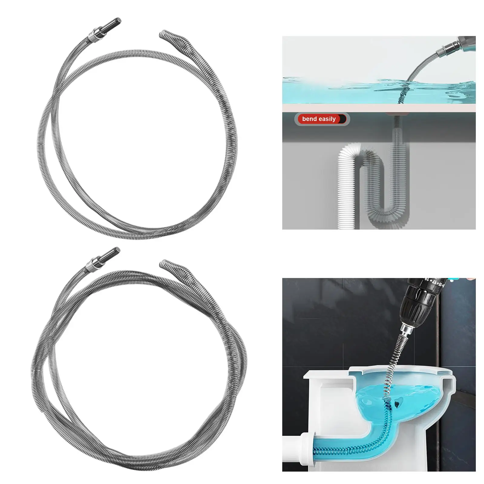 

Flexible Plumbing Drill Pipe Cleaner High Efficiency Spring Steel Drain Snake Cable for Shower, Kitchen, Toilet, Sewer, Bathtub