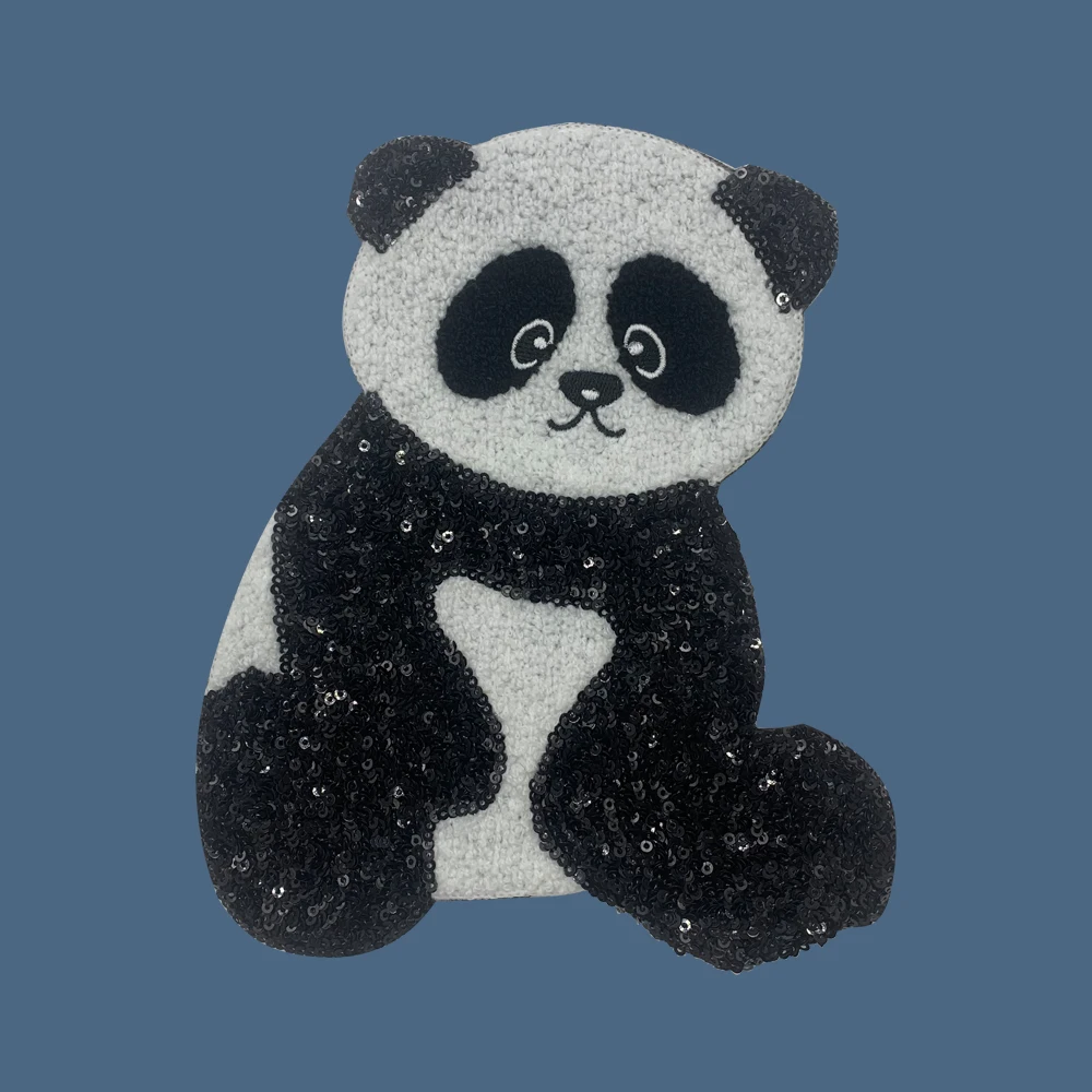 1 Piece Of Fashion Animal Cute Embroidery Sequins Panda Patches Use On Clothing Knapsack DIY Hand Suture Decoration Accessories