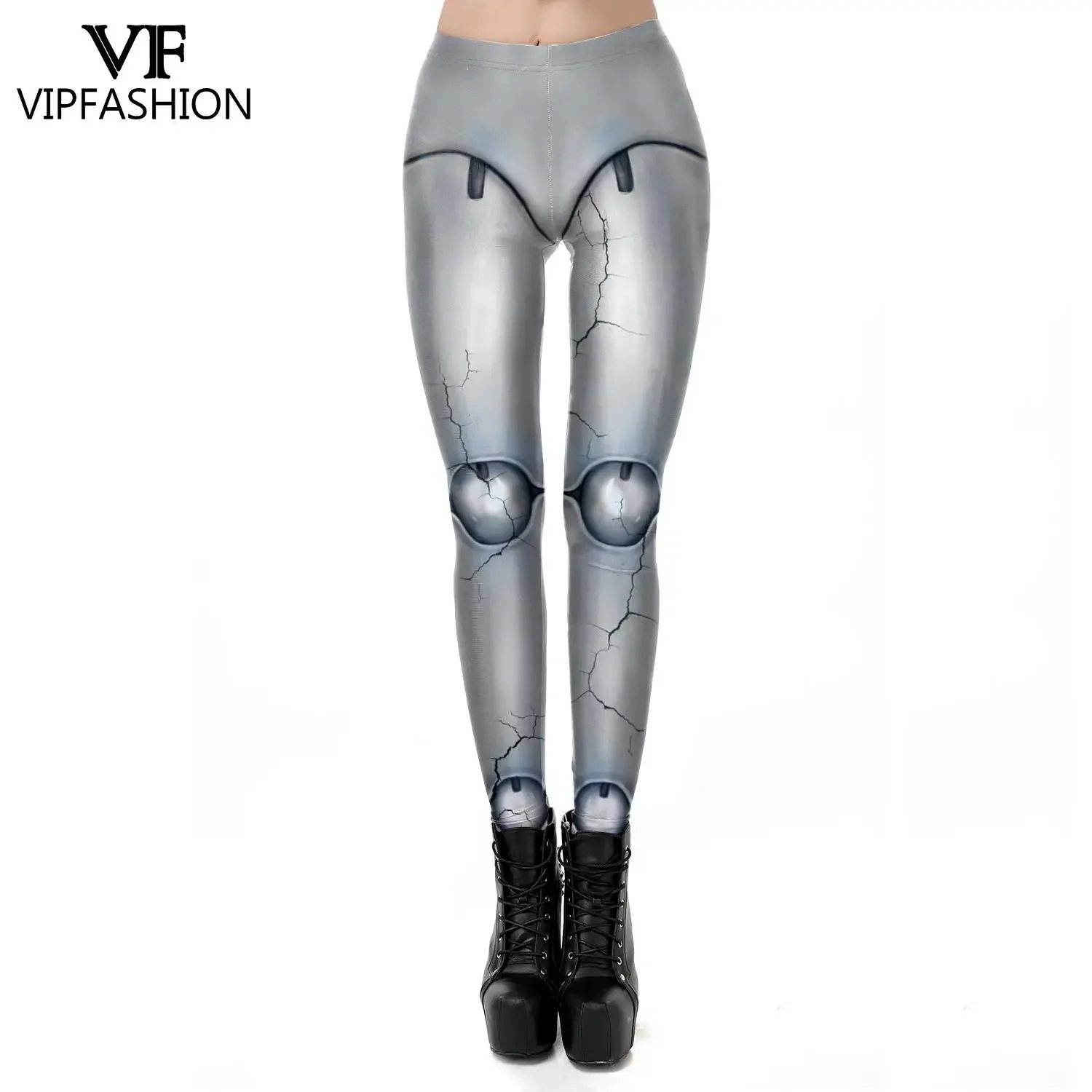 VIP FASHION Skull Leggings Woman Fancy Party Trousers Lady Punk Sexy Tights Carnival Purim Holiday Streetwear Mid Wasit Pants