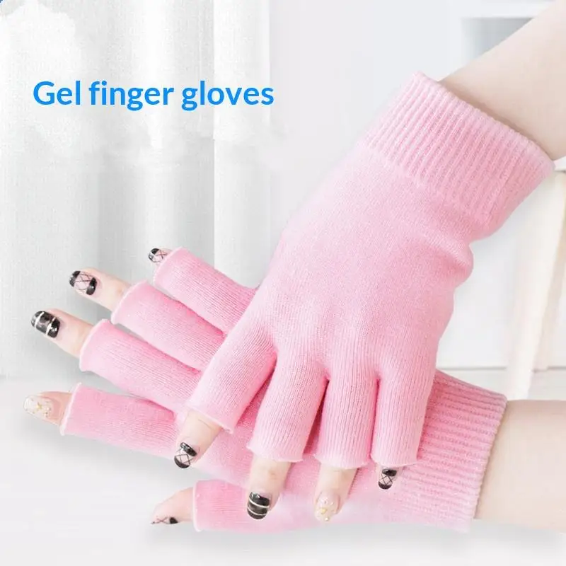 Reusable Cotton Gel Half-finger Gloves For Deep Moisturizing Care Overnight Repair Treatment For Dry Cracked Hands Care Tool