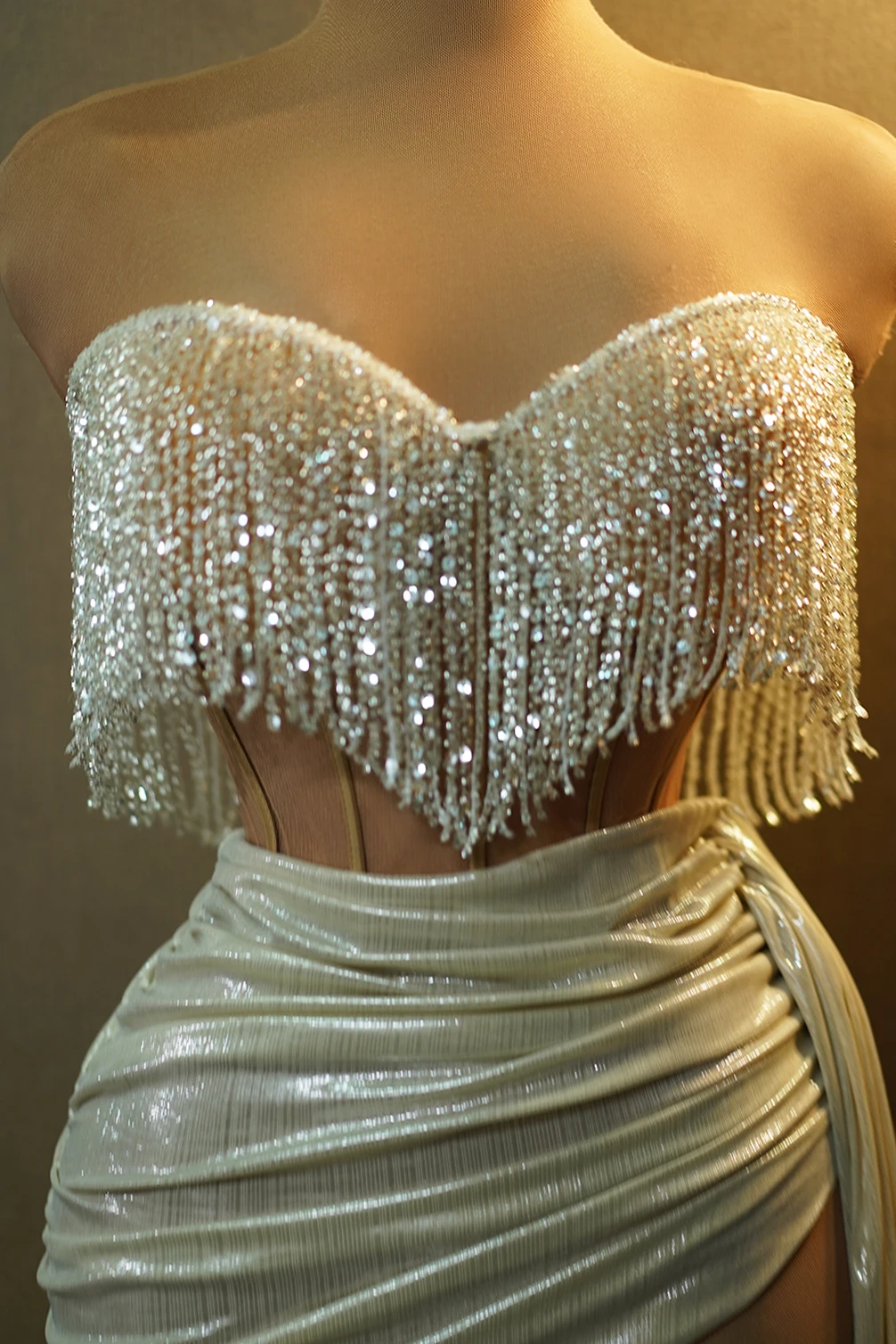 Mesh Short Dress For Women Crystals StunningStage Wear Dancer Singer Las Vegas ShowgirlDrag Queen Outfit Night Clubbing B214