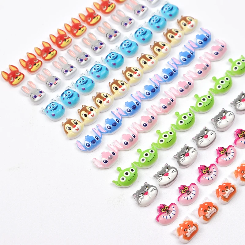 High Quality Colorful Animal Avatar Flatback 10 Style Cartoon Nail DIY Accessories Series Nail Rhinestone Homemade Wearing Nail