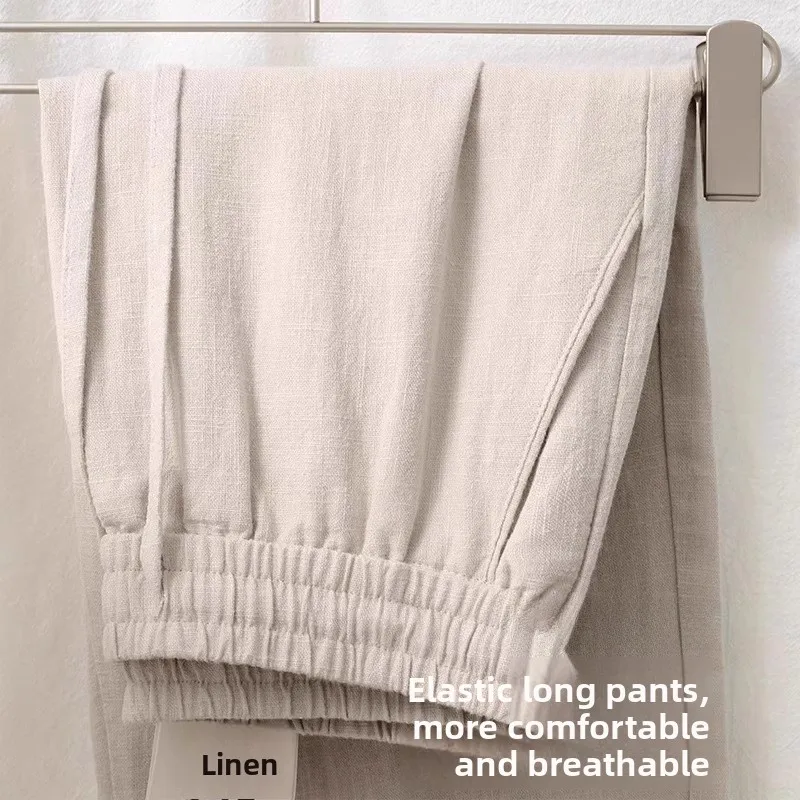 

New Chinese Sle National Trend Linen Pants Men Summer Thin Cotton Linen Casual Long Loose Straight Tube 2024 New Faion Brand