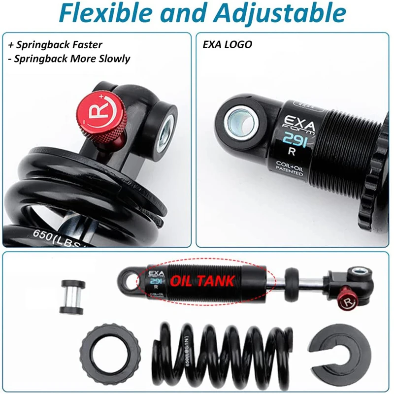 KS EXA 291R Shock Absorber Coil+Oil Adjustable Damping Hydraulic Rear ...