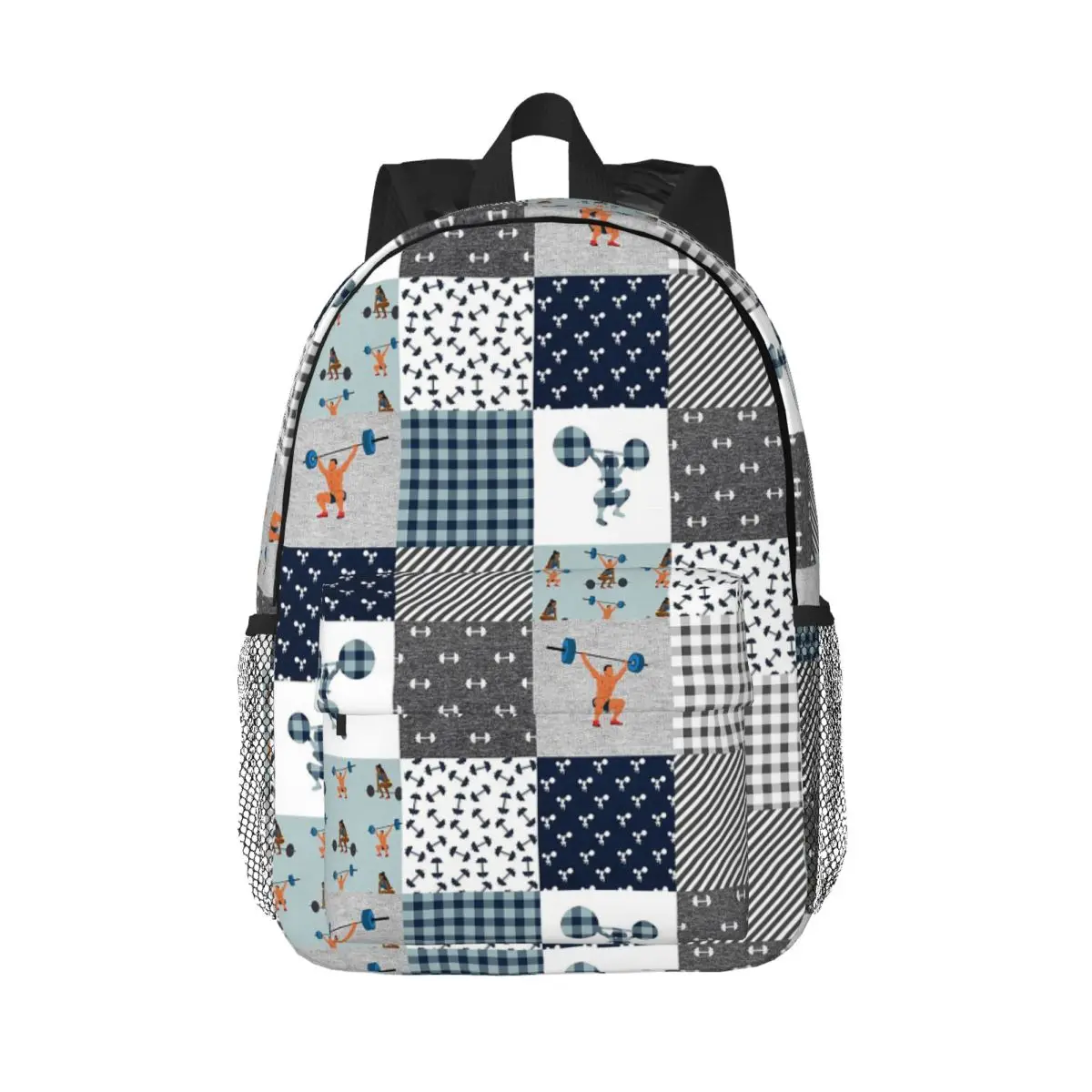 

Funny Weightlifting Blue Plaid Backpack Hot Sale Daypack Large Capacity Boys Girls BookBag Shoulder Bags for Children School Bag