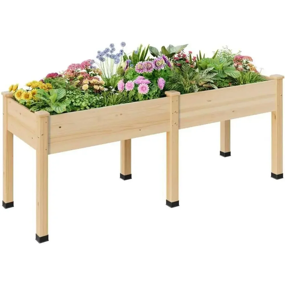 Elevated 72x24x30 Wooden Garden Bed with Legs for Patio, Balcony, Supports 200 Pounds