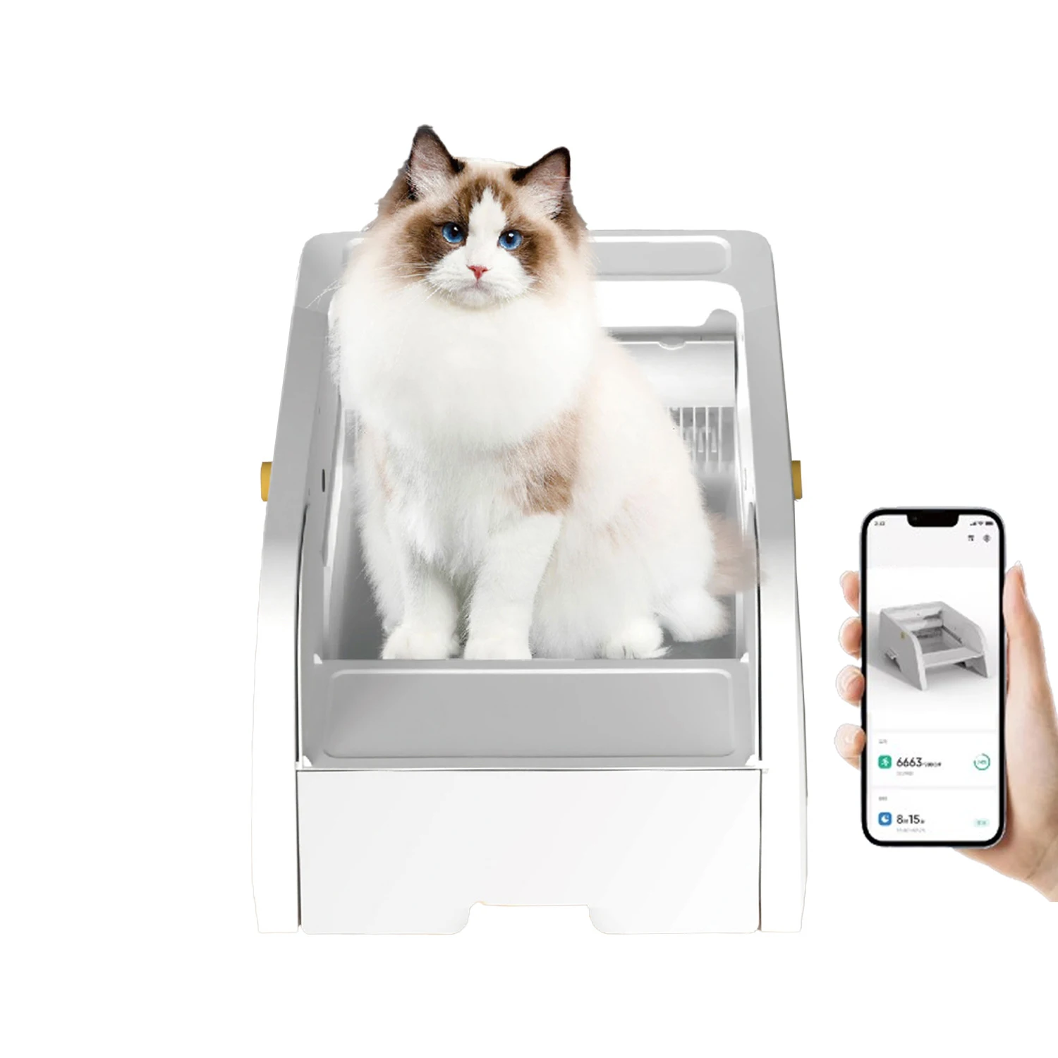 

Self-cleaning Cat Litter Box Smart Cat Toilet Pet Toilet Semi-closed Automatic Video APP Control Cat Box with Pet Poop Bags