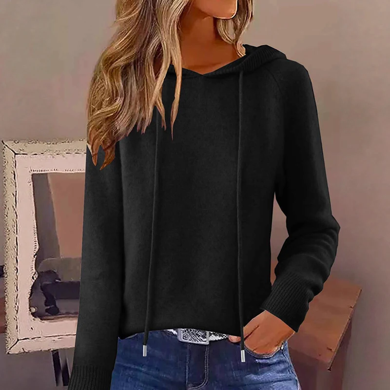 2025 جديد الخريف الشتاء الصوف هوديس سترة المرأة عادية كم طويل محبوك البلوز الإناث البلوزات بلوزة عصرية القمم