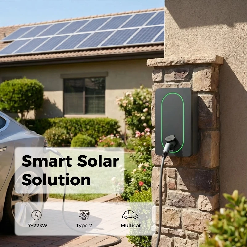 Wall Mount Solar Wallbox EV Charger 7kw Home Wall Charger Station Type 2 Smart AC Electric Car Charging Station