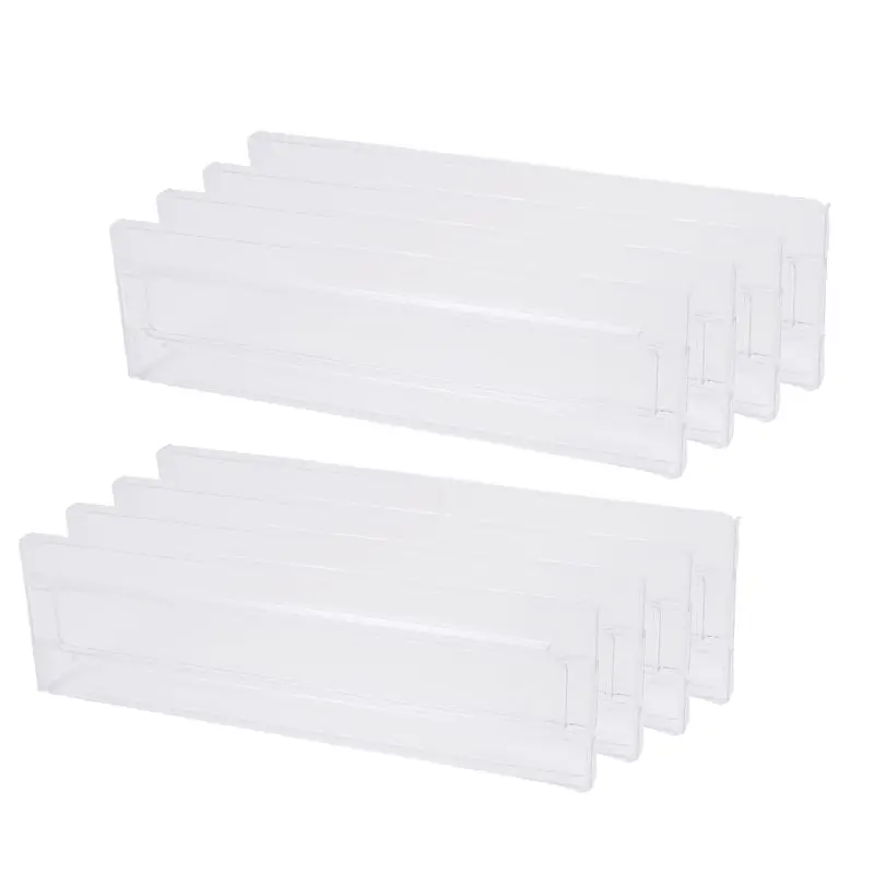 

ABLG Drawer Dividers 8 Pack, Adjustable 3.2 Inch High Expandable From 11-20.6 Inch Kitchen Drawer Organizer, Clear Plastic