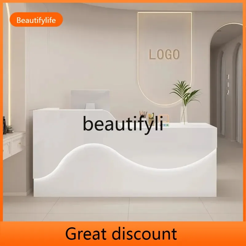 

Modern Lacquer Bar Table Company Front Desk Reception Cashier Small Barber Shop Beauty Salon Counter A51